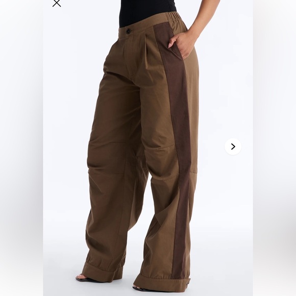 Fashion Nova Pants - Zuri Mid Rise Colorblock Wide Leg Pant 32″ - Olive/combo size 3X